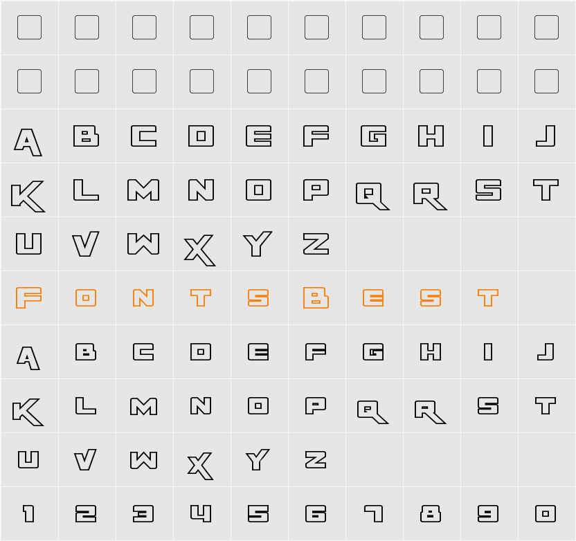 Rapier Zero Outline Character Map
