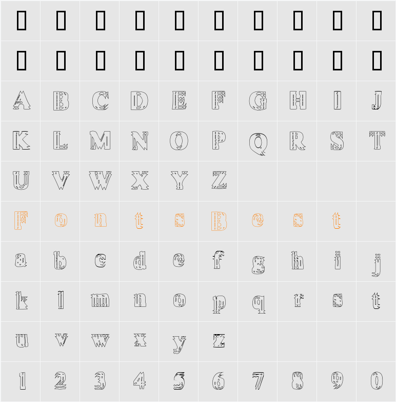 Vibrato Hollow Character Map