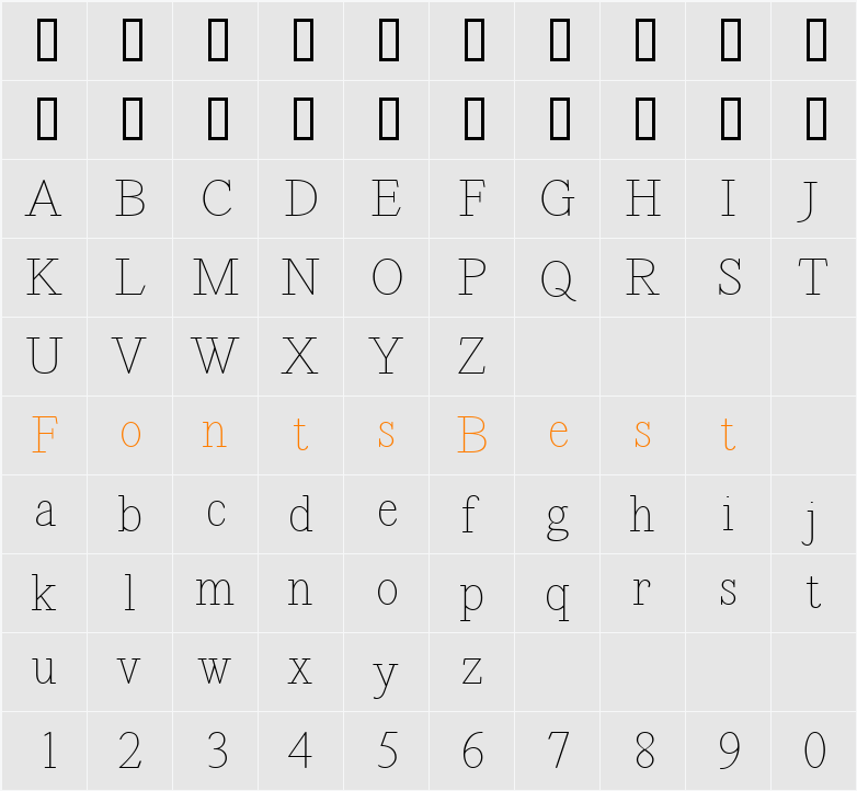 Revelation BTN Lt Character Map