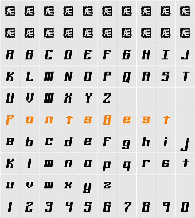 Kaliber Solid BRK Character Map