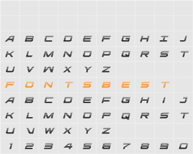 Ghost Clan Gradient Italic Character Map