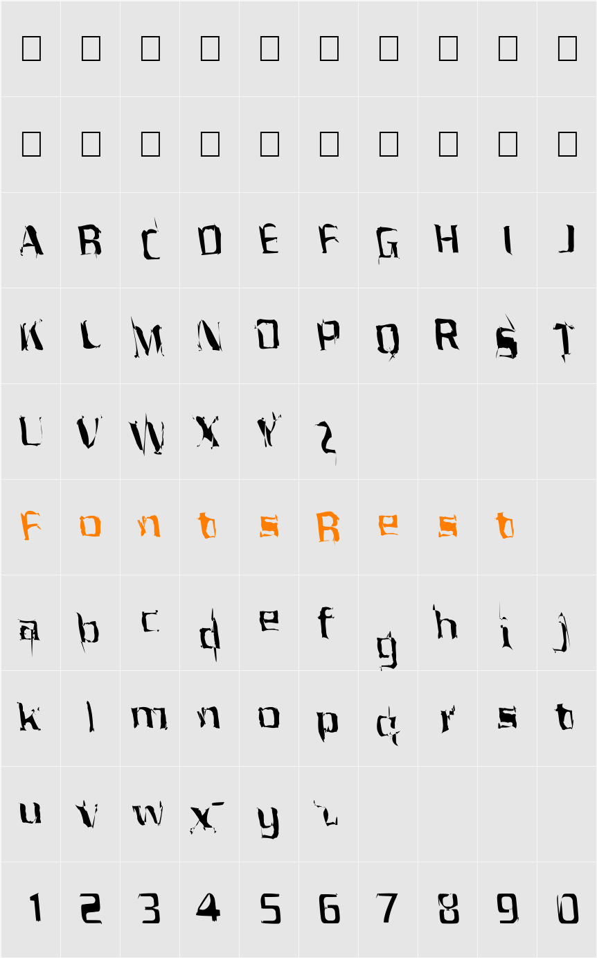 Porrblaska Character Map