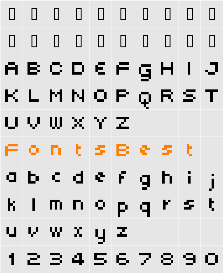 Subatomic Screen Condensed Character Map
