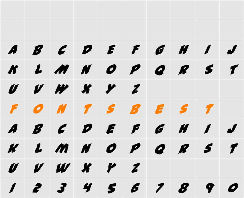 #44 Font Italic Character Map