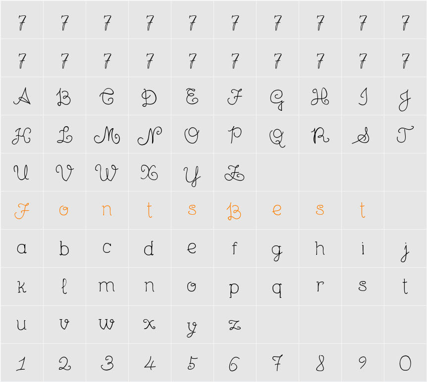 Unic Calligraphy Character Map