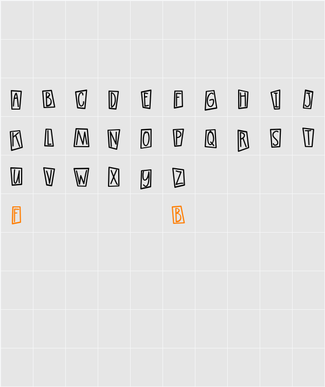 Wazoo BoxedCaps Character Map