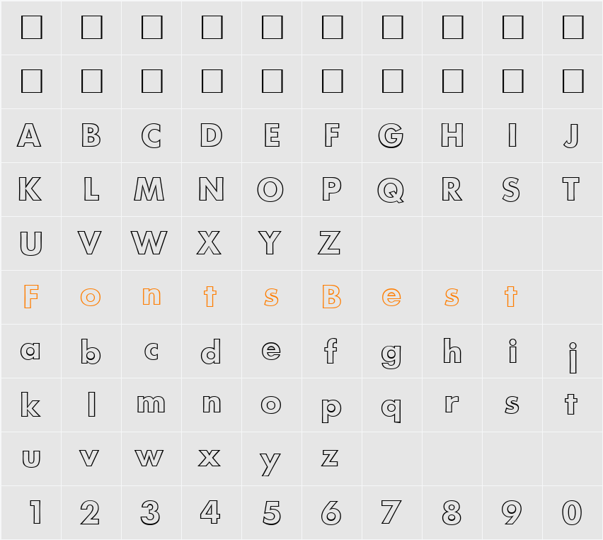 FunctionTwoOutline Character Map