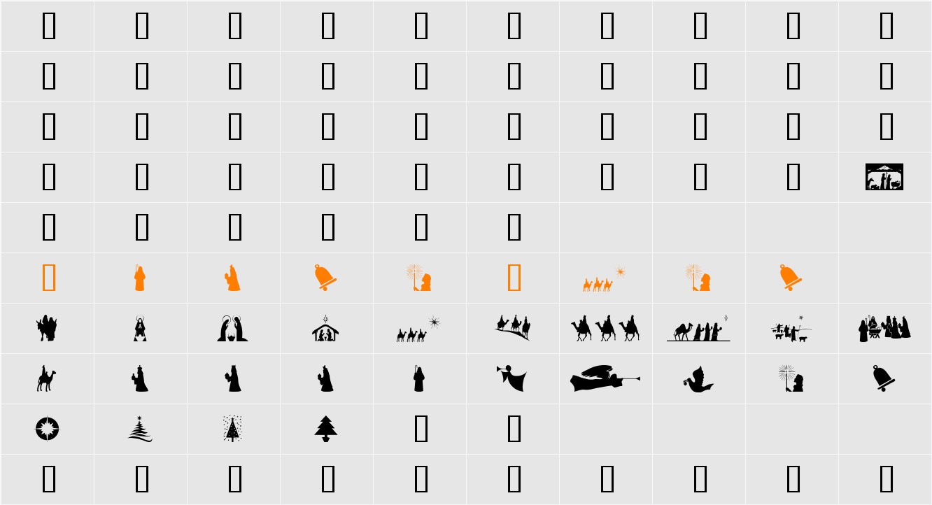 SL Christmas Silhouettes Character Map