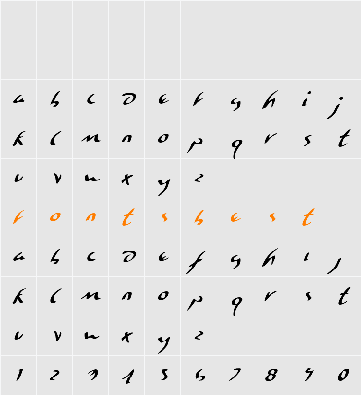 Eagleclaw Italic Character Map