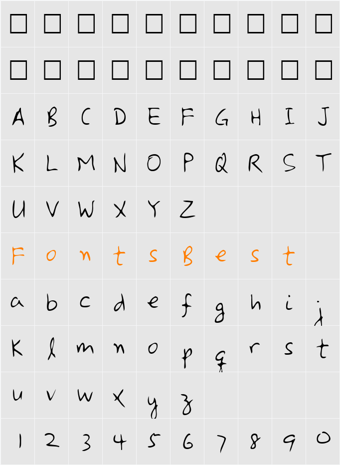PennysHand Character Map