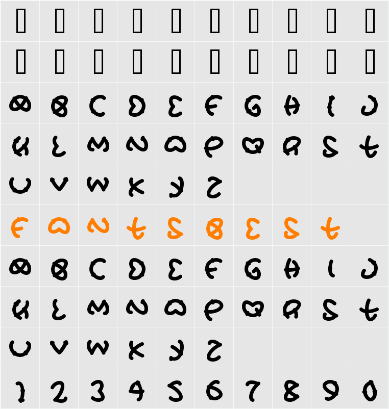 PretzUnsalted Character Map