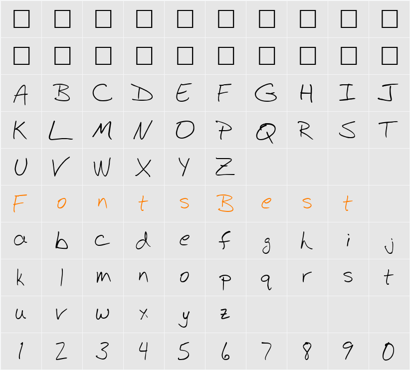 BudHand Character Map