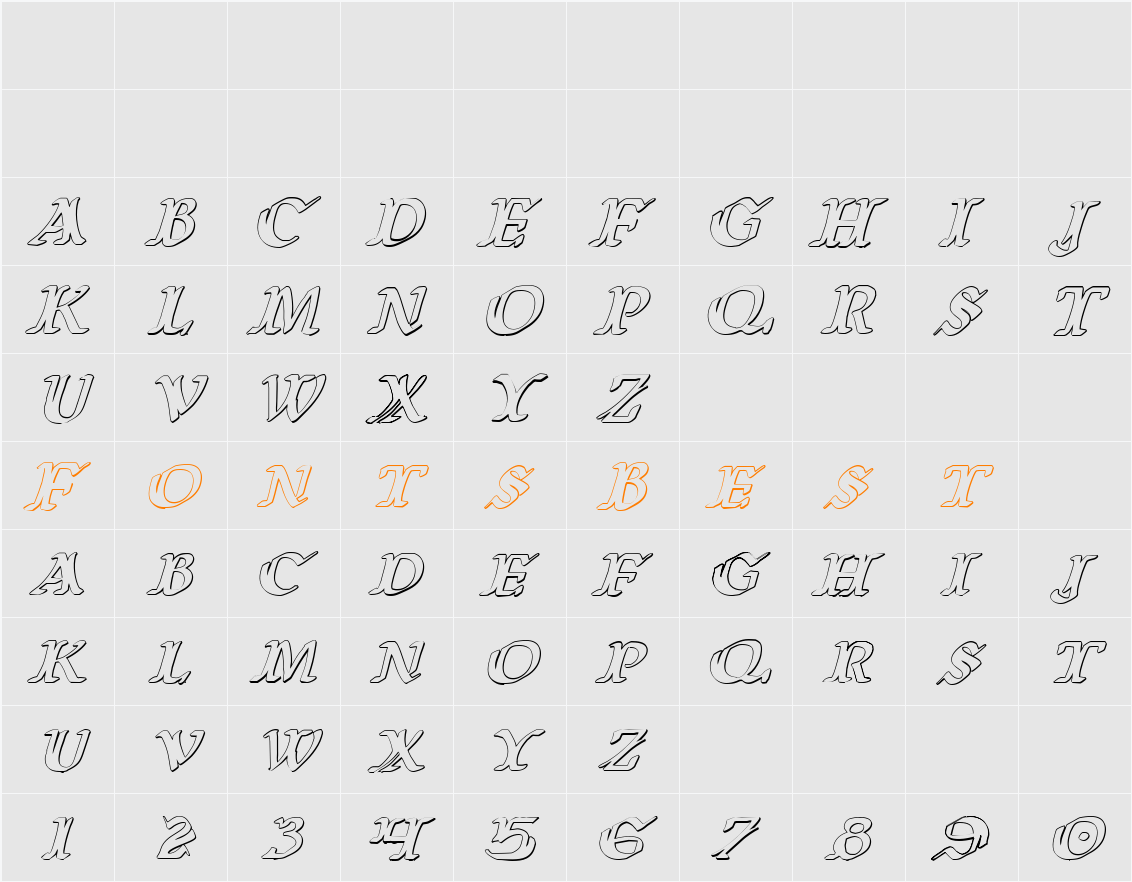 Wars of Asgard 3D Italic Character Map