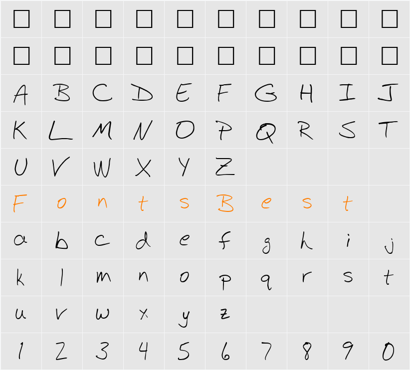 BudHand Character Map
