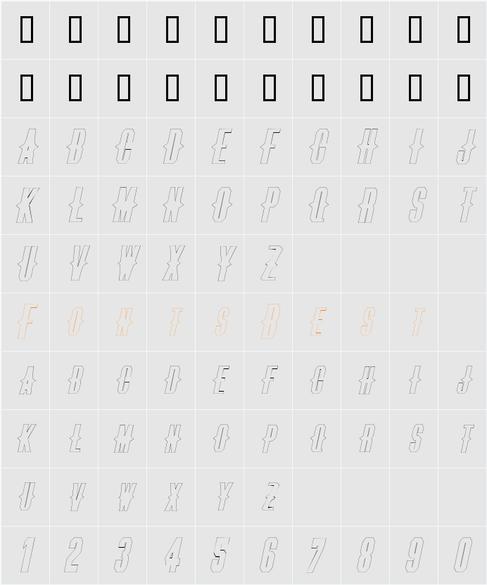 ThornsExtendedOutline Character Map