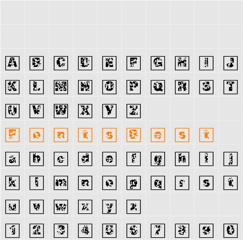 SwissCheeseFrames Character Map