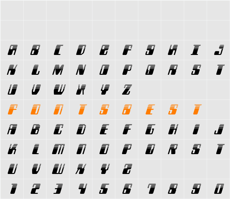 Zyborgs Halftone Italic Character Map