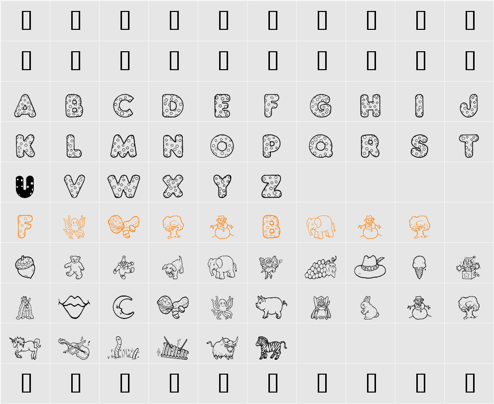 KG ABCs Character Map