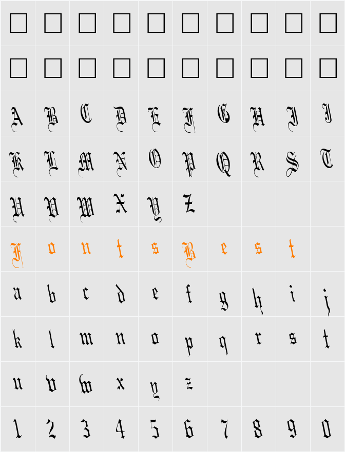 Boob Character Map