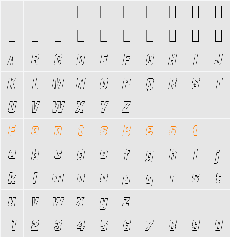 SeanBeckerOutline-ExtraBold Character Map