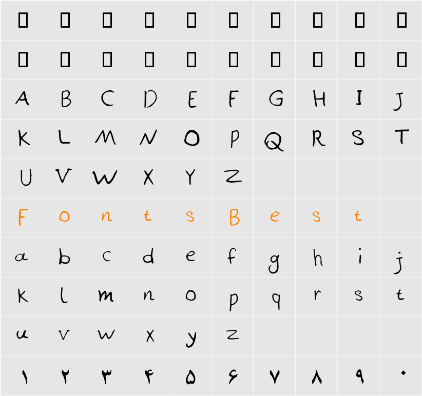 HK Font-2 Character Map