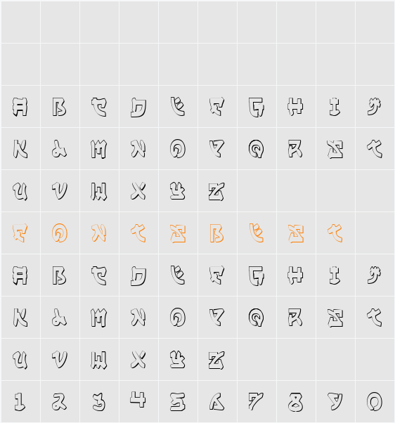 Yama Moto Condensed 3D Character Map