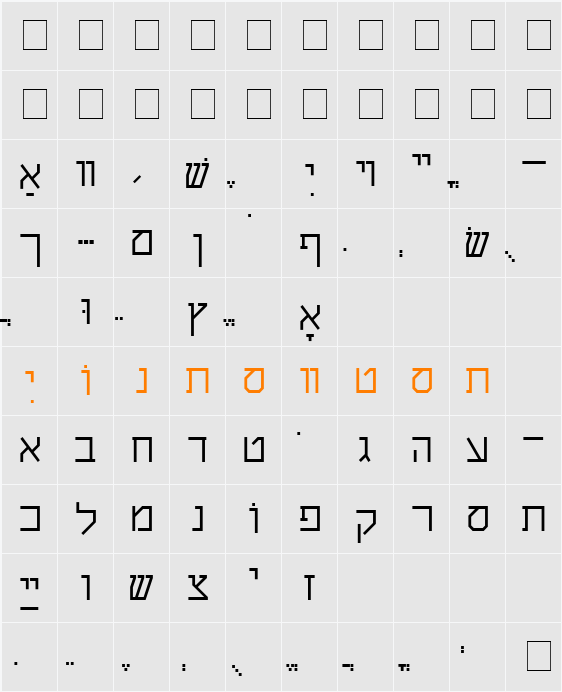 Shalom Character Map