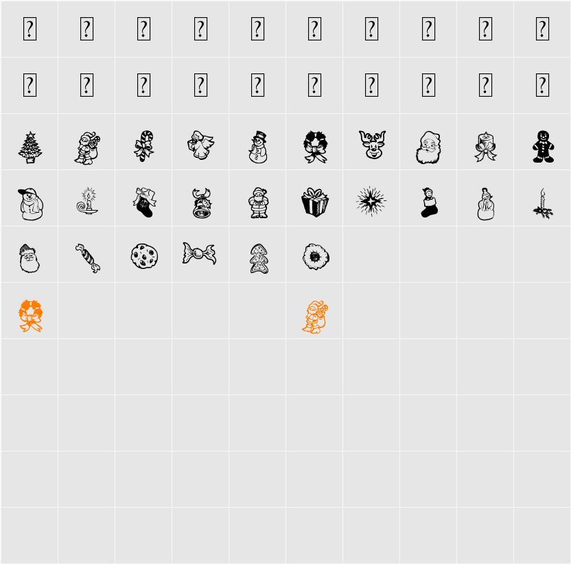 Xmas Doods 2 Character Map