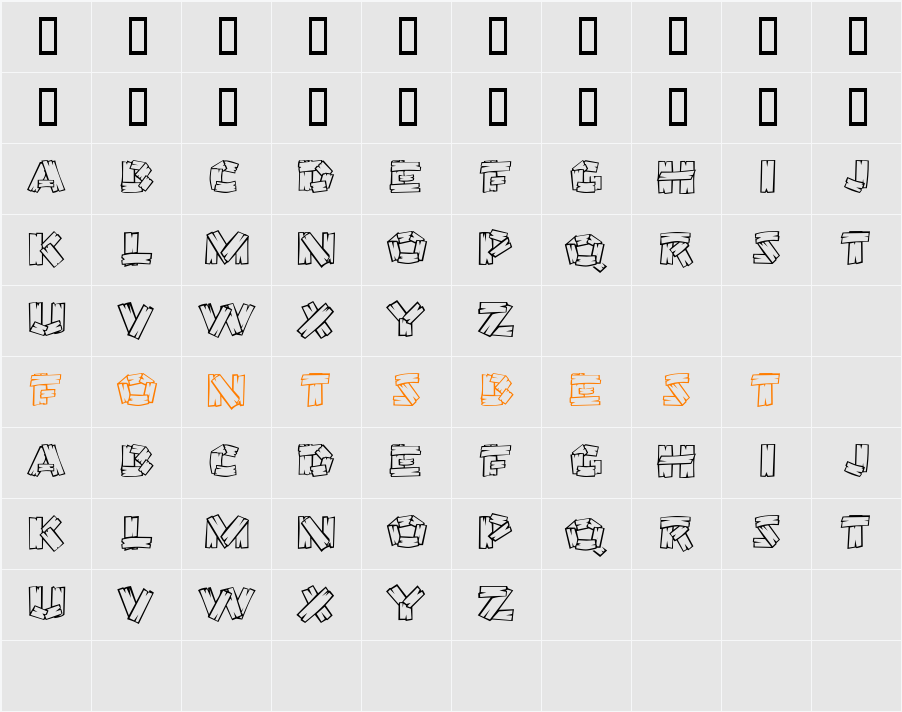 OutHouseDisplayCaps Character Map