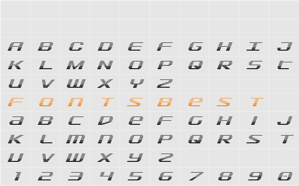 SDF Gradient Italic Character Map
