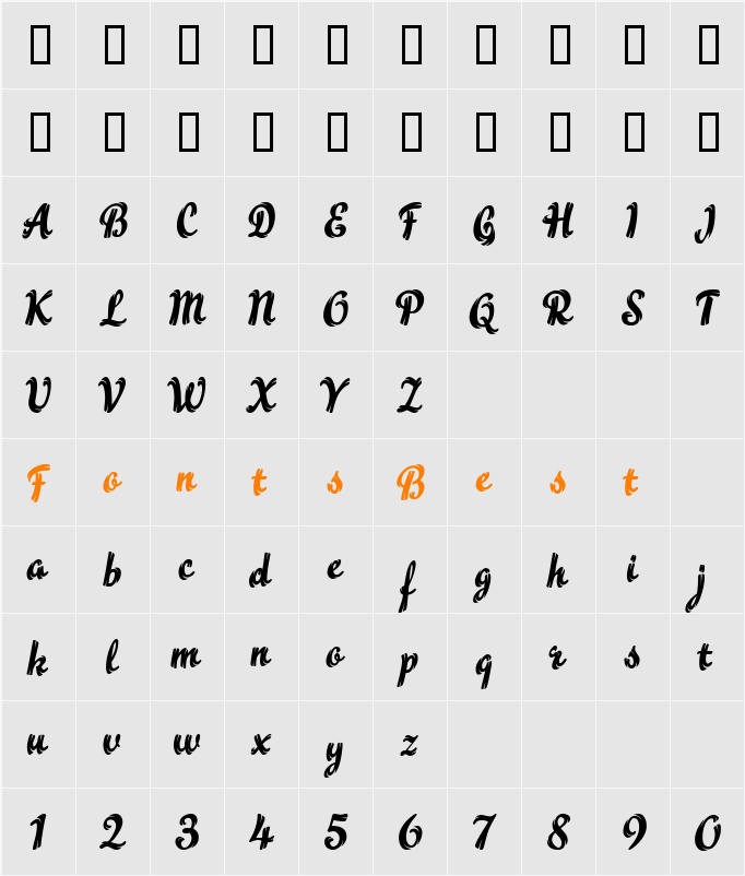 Ragetta Character Map