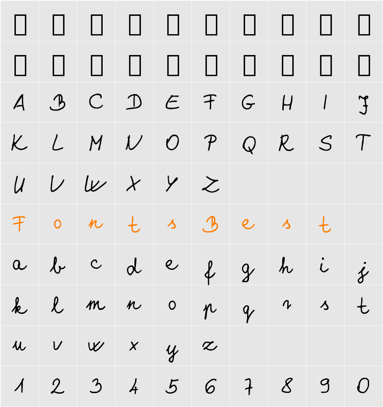 Evasdigiscript Character Map