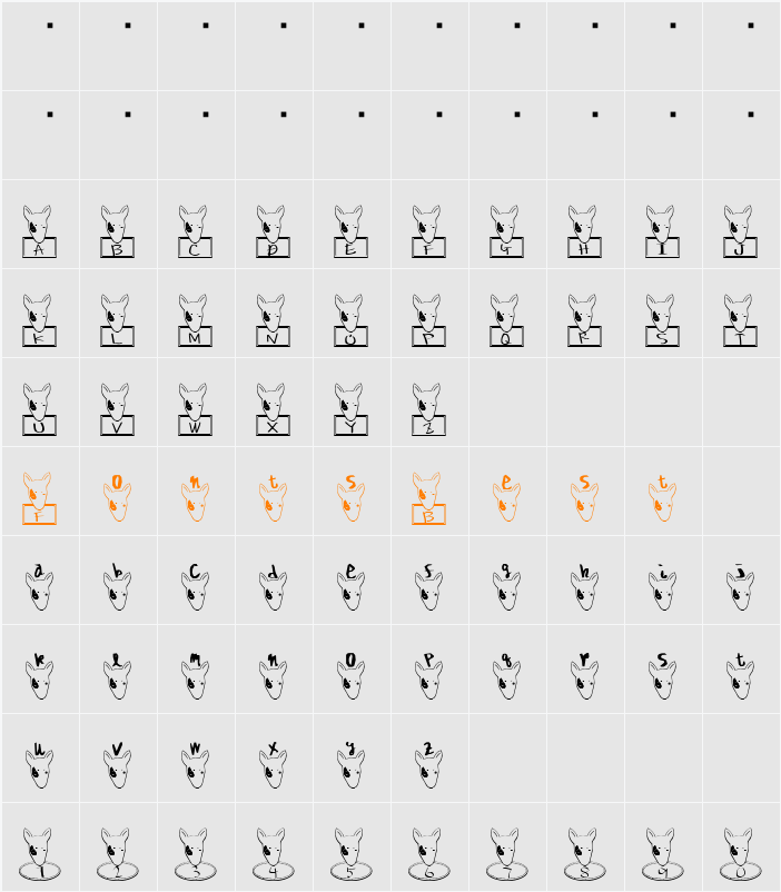 blair Font Character Map