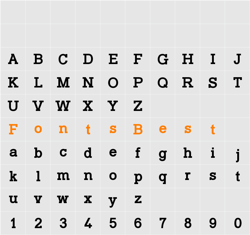 Typo Slab Character Map