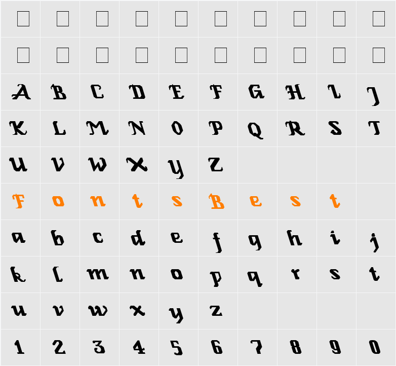 Genoa Lefty Roman Regular Character Map