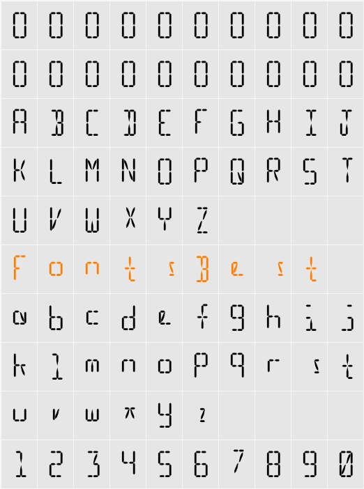 LED Simulator Character Map
