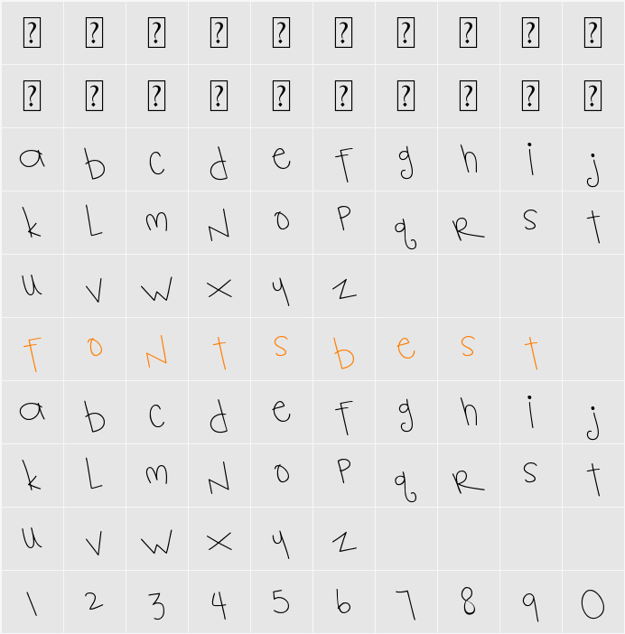 MTF Notebook Character Map