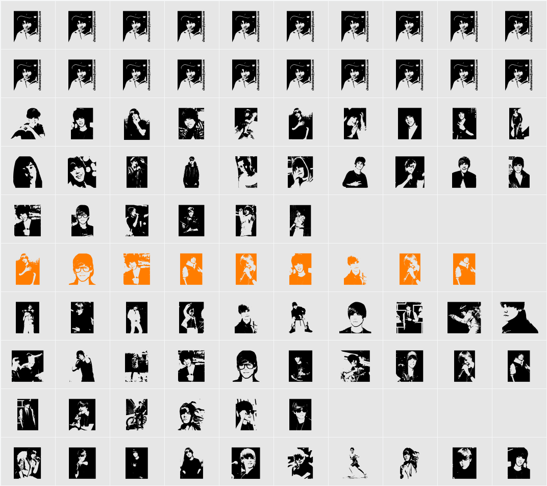 Justin Bieber Character Map