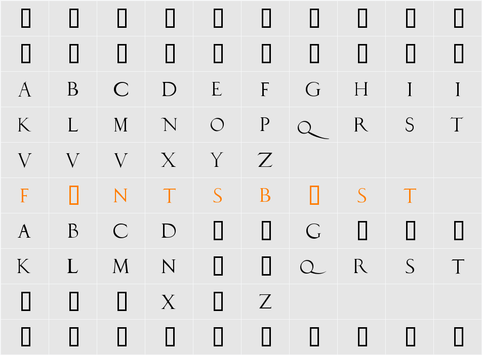 DuererLatinCapitals Character Map