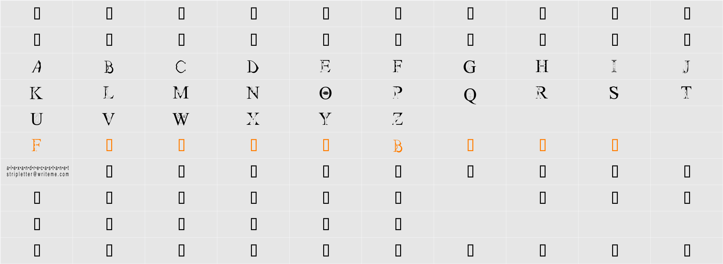 StripLetter1 Character Map