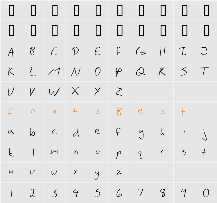 SF Scribbled Sans Character Map