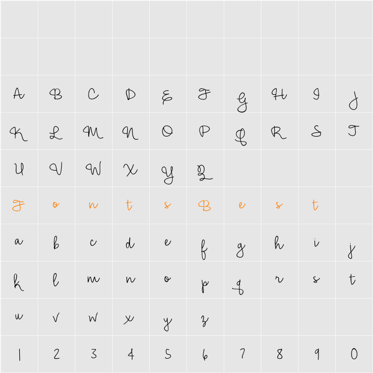 Hickory Jack Character Map