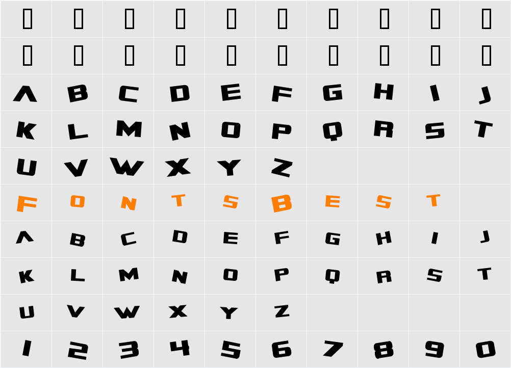 SF Zero Gravity Character Map