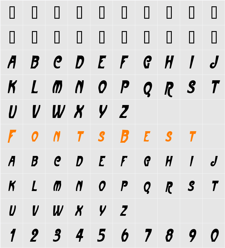 FrenchBeanCondensed Character Map