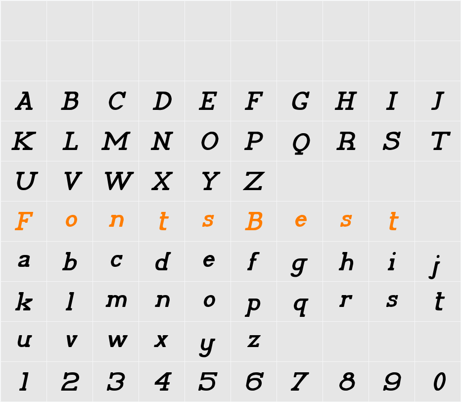 Pélida Character Map