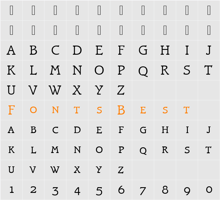 BramlSCTEELig Character Map
