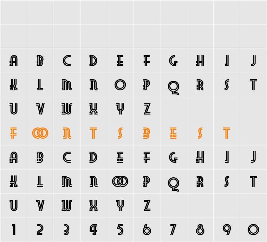Foo Bar Inline NF Character Map