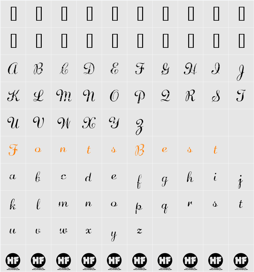 Diamond Dust Character Map