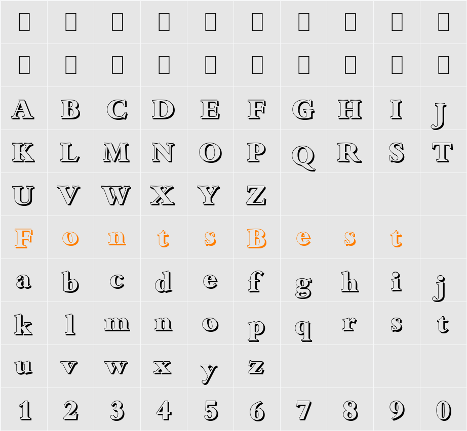 JoshuaBeckerShadow-ExtraBold Character Map