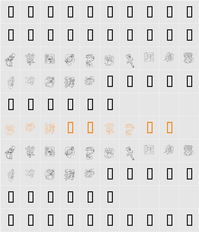 KR Party Time Dings Character Map